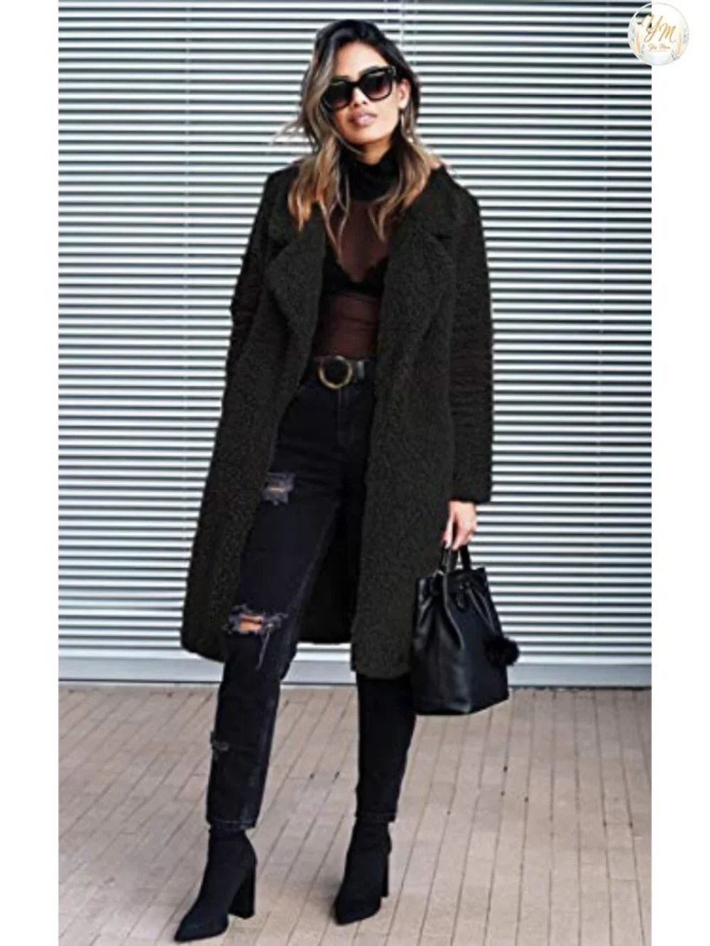 Faux Fur Open Front Fuzzy Cardigan Coat Women's Fleece Winter Jacket